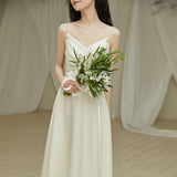 French White Slings Light Wedding Dress New Super Fairy Light Luxury Engagement Dress Can Wear Simple Dress Every Day HZ0517