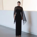 Senior Feeling Bride Engagement Morning Robe Host Evening Dress Light Luxury Temperament Long Shawl Ribbon Dinner Dress HZ0517