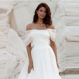 2026 New Wedding Dress Bride Word Shoulder Thin Sen Family Princess Fluffy Skirt French Style Yarn High-End Temperament Fairy HZ0517