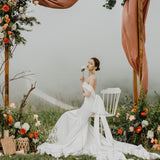 French Light Wedding Dress Super Xian Sen Family Travel Shooting Simple White Thin Tail Sexy Retro Exterior HZ0517