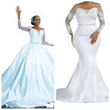 2026 New Long-Sleeved Mermaid Dress Can Be Detachable V-Neck High-Waisted Wedding Dress HZ0517