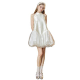Southeast Asia Graduation Evening Dress French Sweet Fasley Brocing Skirt Adult Wedding Dress White Short Group HZ0517