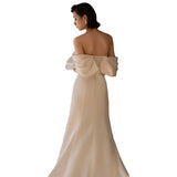 French Light Wedding Dress 2025 New Bridal Retro Shoulder White Fasley Fishtail Dress Woman HZ0517