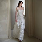 French Light Wedding Dress Bride Senior Sense Of The Super Fairy Shoulder Yarn Long Sleeve White Engagement Dress Dress HZ0517