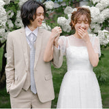Sen Family Light Wedding Trip Small Simple Super Fairy Slings On The Exterior White Thin Outdoor Small Dress Autumn HZ0517