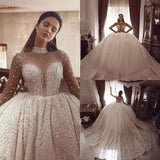 New Large-Size Perspective Braid Wedding Dress 2026 New Bead Sleeves Puffy Main Wedding Dress Long Tail HZ0517