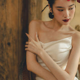 Brasing Light Wedding Dress New Light Luxury Dening Simple Open Fork Out Of The Yarn Studio Theme Photography Wedding Dress HZ0517