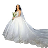 Wedding Sexy Couple Outdoor Travel Lace Bride High Quality Long White Brated Tug-And-Tailed Poncho HZ0517