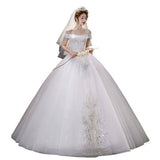 One-Word Shoulder Wedding Dress 2025 New Temperament Bride Wedding Dress Super Xiansen Wedding Dress Thin Word Shoulder Wedding Dress HZ0517