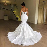New Wedding Dress Bride White Sexy Sling Braped Fishtail Strap Wedding Dress High Sense HZ0517