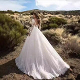 2026 New Women's Long-Sleeved Shoulder Bridal Wedding Dress Dress Sexy Dress HZ0517