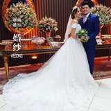 2026 New Wedding Dress Shoulder-To-Shoulder Wedding Dress Slim Thin Waist Nordic Wedding Dress HZ0517