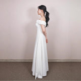 Korean Hepburn Evening Dress Birthday Banquet Temperament Ceremony Host Niche Shoulder White Dress Woman HZ0517