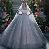 One-Word Shoulder Wedding Dress Temperament Bridal Sen Sen Shiny Lien Dress Engagement Wedding White Wedding Dress HZ0517