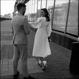 Travel Shot Wedding 2026 Spring New Marriage Long-Sleeved Super Fairy Simple White Registration License Evening Dress Dress HZ0517