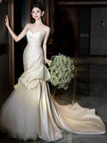 Traveling Photo Wedding Dress Bride With Breasts And Going Out Of The Yarn Senior Sense Of Welcome Yarn Wedding French Fishtail Dress Dress Woman HZ0517