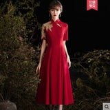 Bride Toast Suit 2026 New Red Plus-Size Choir Performance Cheongsam Wedding Dress Engagement Dress Woman HZ0517