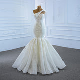 Spring Fishtail Wedding Dress Fishtail 2026 New Bride Wedding Shoulder Out Thin Temperament Ceremony Yarn HZ0517