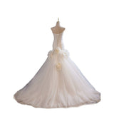 Brassing And Densate Light Wedding Bride Wedding Evening Dress Dress Female White Fishtail Thin High Sense Flowers Noble Woman HZ0517