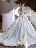 French Denate Brated Wedding Dress 2026 New Bridal Korean Simple Small Big Drag Tail Main Yarn HZ0517