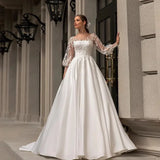 2026 New Wedding Dress French Lace Long Sleeve Ebay High Sense Court Style Tail Simple Temperament Bridal Yarn HZ0517