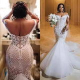Africa's New Mermaid Wedding Dress Shoulder Lace Sticker Waist Fish Tail Direct Hair Exclusive HZ0517