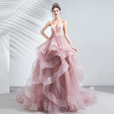 Hanging Dress 2026 New Pink Bride Wedding Toast Dinner Annual Art Exam Tail Wedding Dress HZ0517