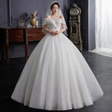 One-Word Shoulder Wedding Dress 2026 New Bride Tailed Temperament White Hebi-Style Small Man To Go Out Of The Sari System HZ0517