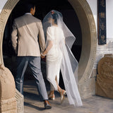 French Travel Photo Shoot Retro Light Wedding Dress White Lace Bubble Sleeve Photography Dress Dress HZ0517