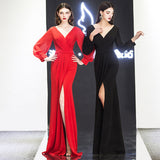 Dress Women's Banquet Evening Dress 2025 New Slim Red Temperament Host Dress Simple And Generous HZ0517