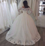 One-Word Shoulder Lace Bridal Wedding Station 2026 New Long-Sleeved Temperament Thin Dress HZ0517