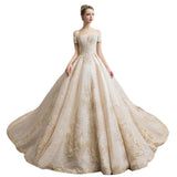 Luxury Super Fairy Starry Bridal Wedding Dress 2026 New One-Word Princess Dream Wedding Long Tail Wedding Dress HZ0517