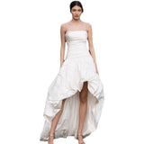 Brassing Retro Taffeta Wedding Dress Before The Short After The Long Niche Bride Outdoor Wedding Thin Main Yarn Travel Shot Light Wedding Dress HZ0517