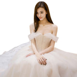 Dream Sen Series Shoulder Long Tailed Main Wedding Dress 2026 New French Super Fairy Bridal Wedding Dress Dress Dress HZ0517