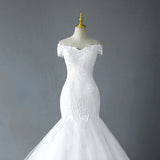 Short-Sleeved Main Wedding Dress 2026 New Bridal Temperament Sexy Small V-Neck Drag-Tailed Wedding Dress Woman HZ0517