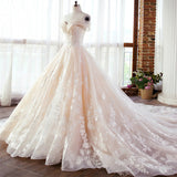 One-Word Shoulder Main Wedding Dress Tail New 2026 New Wedding Dress White Sexy Tailed Wedding Dress HZ0517
