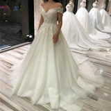 One-Word Shoulder Lace Wedding Dress Wedding Dress French Court Style Wedding Dress 2026 New White Thin Wedding Dress HZ0517