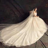 Starry Sky Luxury Main Wedding Dress 2025 New Bridal Small Hepburn Wind Shoulder Dragging Tail Light Wedding Dress Woman HZ0517
