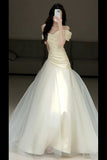 One-Word Shoulder French-Style Linden Dress 2026 New Bridal High-End Sense Simple Fish Tail Welcome Yarn HZ0517