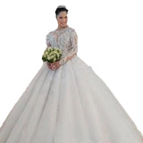 New Long-Sleeved Heavy Industrial Wedding Dress 2025 Bride Big Drag Tail Showing Thin And High-End Main Wedding Dress HZ0517