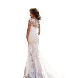 2026 New White Lye Short Dress In The Waist Of The Hip Fish Tail Thick Lace Dress HZ0517