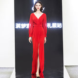 Dress Women's Banquet Evening Dress 2025 New Slim Red Temperament Host Dress Simple And Generous HZ0517