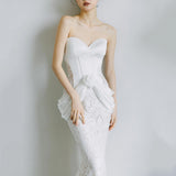 French Light Wedding Dress Bride Simple Tective Shaft Sensior Retro High-End White Fishtail Lace Dress Dress HZ0517