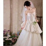Dived French-Style Fascling Face Light Wedding Dress 2025 New Bridal Engagement Thin White Dress Exterior Welcome Yarn HZ0517