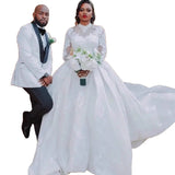 Wedding Dress 2026 New Long-Sleeved Lace Thin Temperament Simple Bride Tail Wedding Dress Woman HZ0517