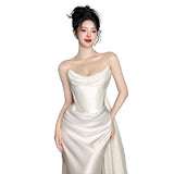 Simplicity Of The Bridal Bridal French Simple High-End Welcome Out Of The Yarn White Bratail Tug-Tail Dress HZ0517