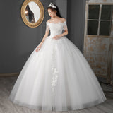 Main Wedding Dress 2026 New Bridal Tuxedo Star Princess Style French Small One-Word Shoulder Wedding Dress F94 HZ0517