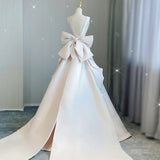 Vintage Denatry Wedding Dress Main Yarn Texture French Simple Super Fairy Atmosphere Thin V-Neck Out Yarn Big Tail HZ0517