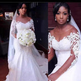 New Wedding Dress African Mermaid Long-Sleeved Lace Wedding Dress Exit HZ0517