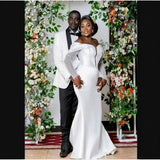 French-Style Stash Light Wedding Dress Fashion Shoulder Long Sleeve Slimming High-End Banquet Host Dress HZ0517